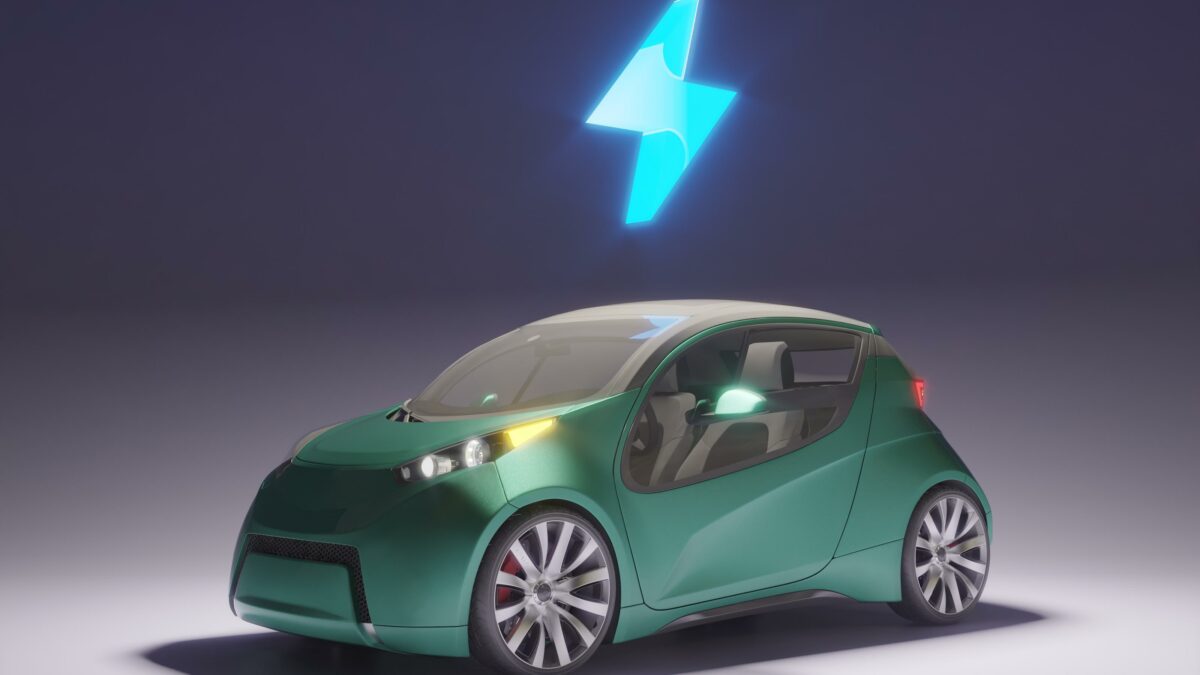 voiture électrique 3d avec batterie chargée